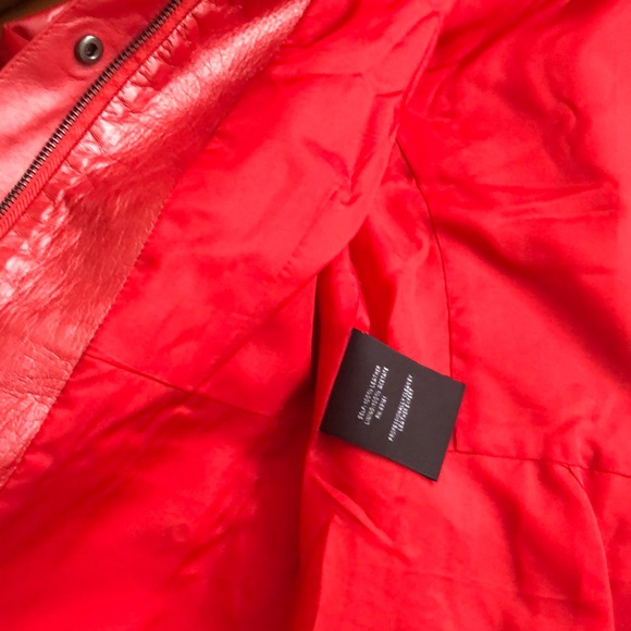 Buttery soft leather peplum red pear jacket - Picture 4 of 5